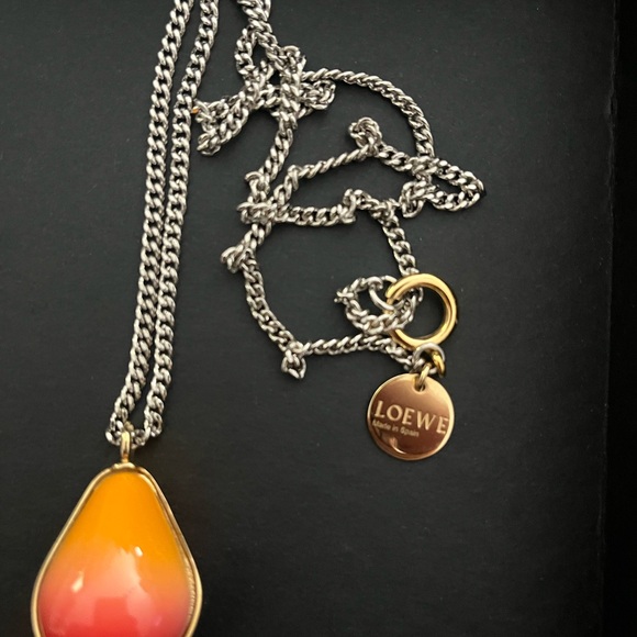 LOEWE Elegant Gold/Silver and Orange Pear/Teardrop Necklace - Picture 2 of 3